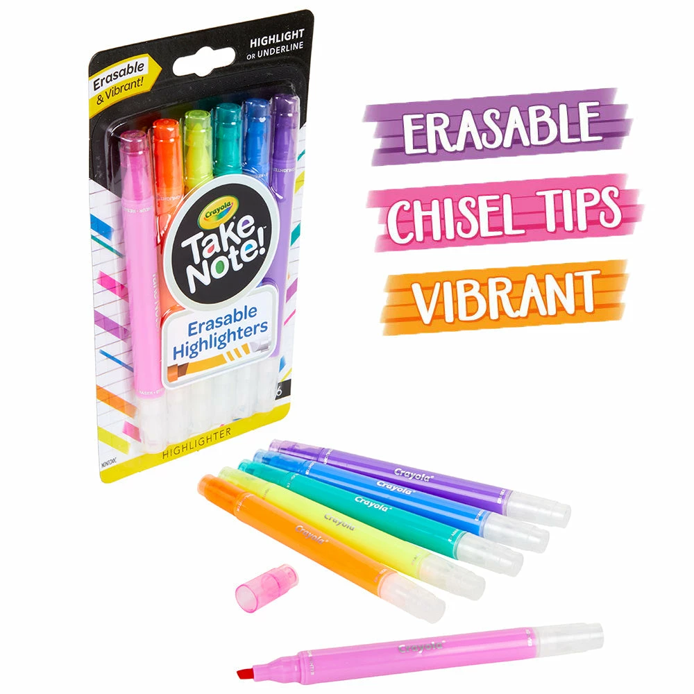 CRAYOLA TAKE NOTE! ERASABLE HIGHLIGHTERS 6 PACK 3 CRAYOLA TAKE NOTE! ERASABLE HIGHLIGHTERS 6 PACK - Image 3