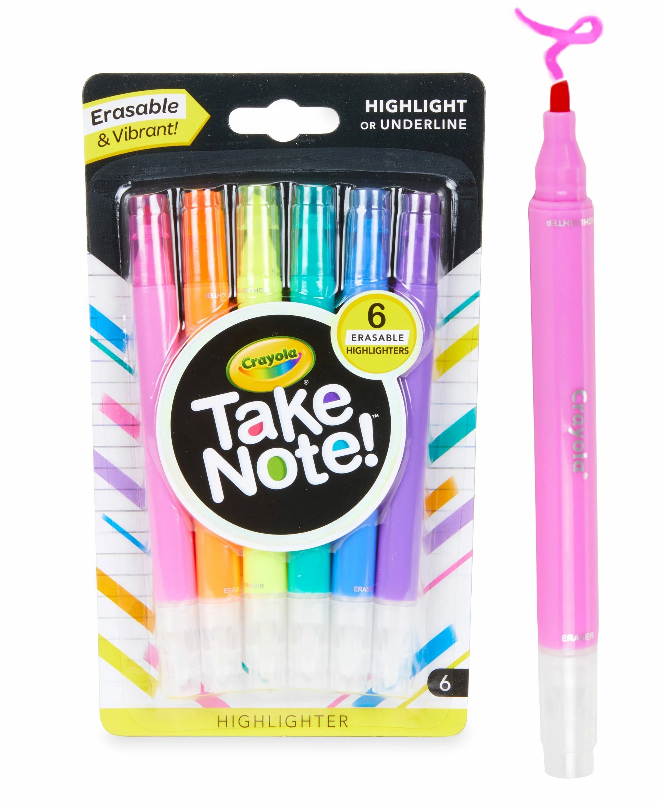 CRAYOLA TAKE NOTE! ERASABLE HIGHLIGHTERS 6 PACK 2 CRAYOLA TAKE NOTE! ERASABLE HIGHLIGHTERS 6 PACK - Image 2