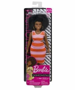 BARBIE FASHIONISTA DOLL #105 STRIPED CUT-OUT DRESS