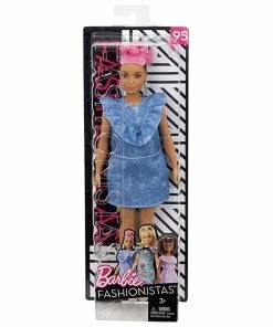 BARBIE FASHIONISTA DOLL PINK HAIR DENIM DRESS
