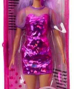BARBIE FASHIONISTA DOLL #178 PURPLE MONOCHROME DRESS