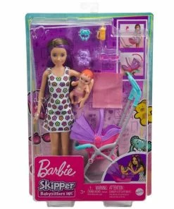 BARBIE SKIPPER BABYSITTERS INC. DOLL & ACCESSORY BABYSITTER WITH PURPLE/BURNETTE HAIR & STROLLER