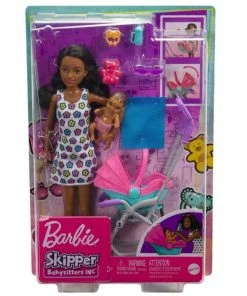 BARBIE SKIPPER BABYSITTERS INC. DOLL & ACCESSORY BABYSITTER WITH BLACK HAIR & STROLLER