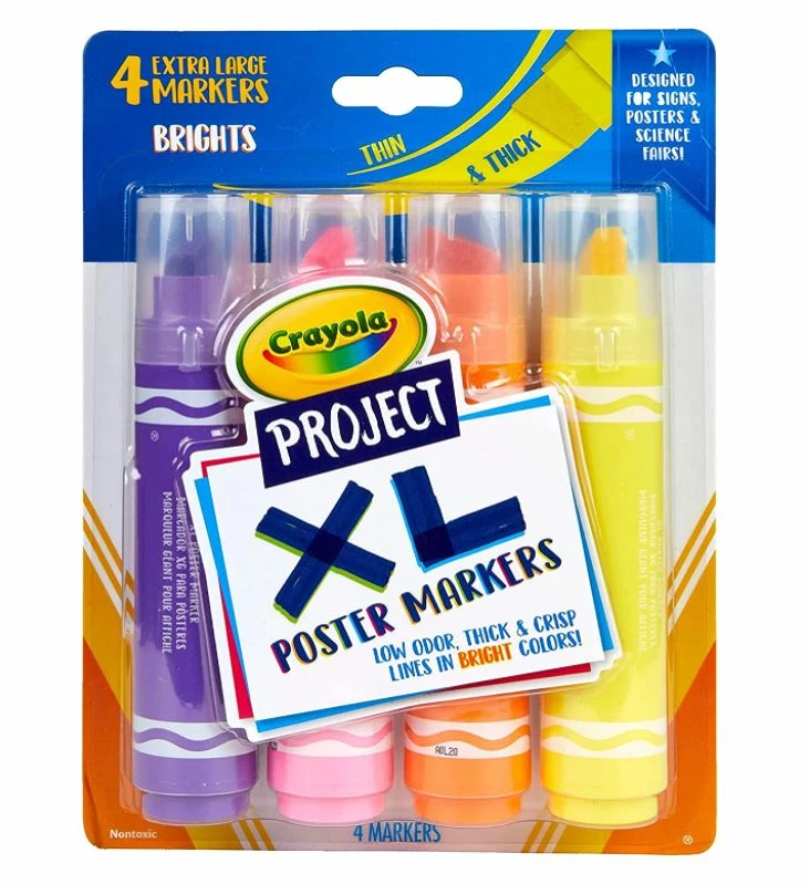 CRAYOLA PROJECT XL MARKERS BRIGHTS 4 PACK 1 CRAYOLA PROJECT XL MARKERS BRIGHTS 4 PACK