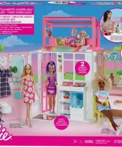 BARBIE 2-STOREY FOLD & GO DOLLHOUSE PLAYSET
