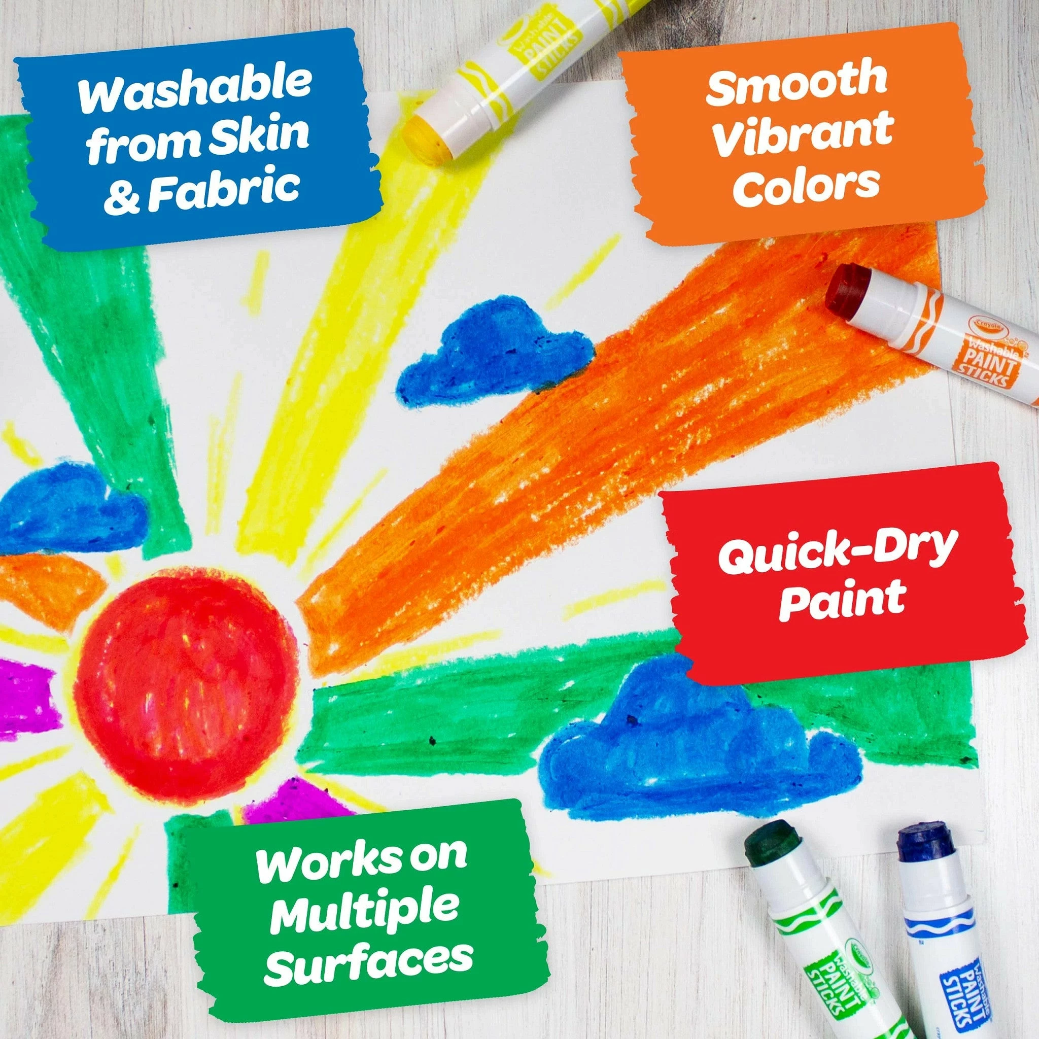 CRAYOLA WASHABLE PAINT STICKS 6 PACK 3 CRAYOLA WASHABLE PAINT STICKS 6 PACK - Image 3