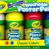 CRAYOLA WASHABLE POSTER PAINT-A-PACK (WHITE/YELLOW/RED/BLUE) CLASSIC COLORS + BRUSH