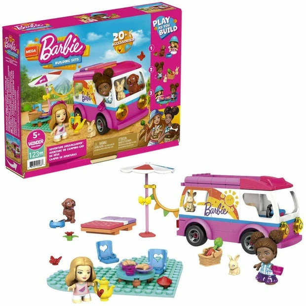 MEGA CONSTRUX BARBIE BUILDING SETS ADVENTURE DREAMCAMPER 123 PIECES 1 MEGA CONSTRUX BARBIE BUILDING SETS ADVENTURE DREAMCAMPER 123 PIECES