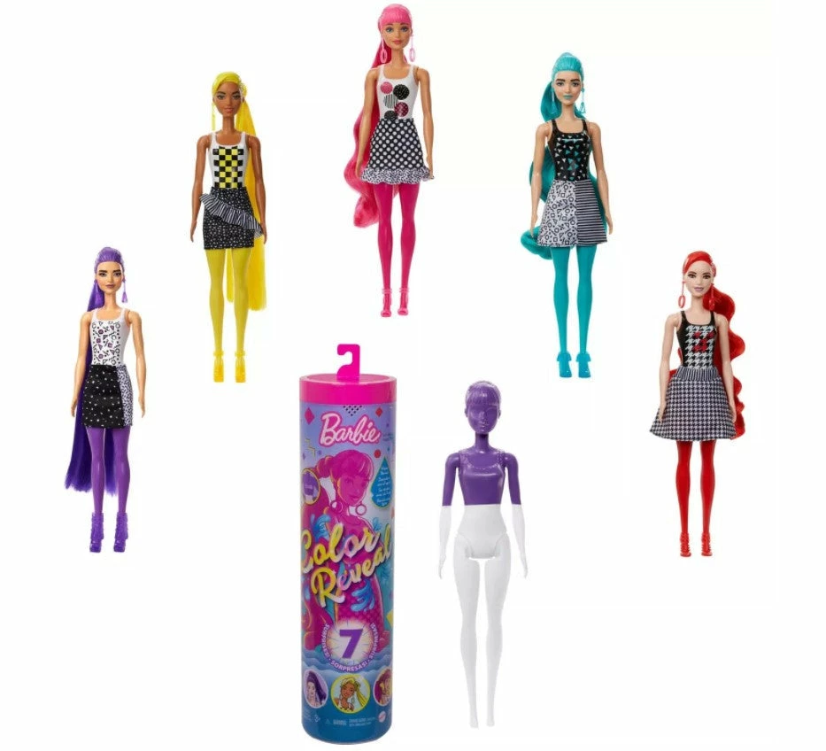 BARBIE COLOUR REVEAL DOLL PINK TUBE 1 BARBIE COLOUR REVEAL DOLL PINK TUBE