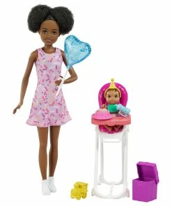 BARBIE SKIPPER BABYSITTERS INC. DOLL & ACCESSORY BABYSITTER WITH BLACK HAIR & HIGH CHAIR