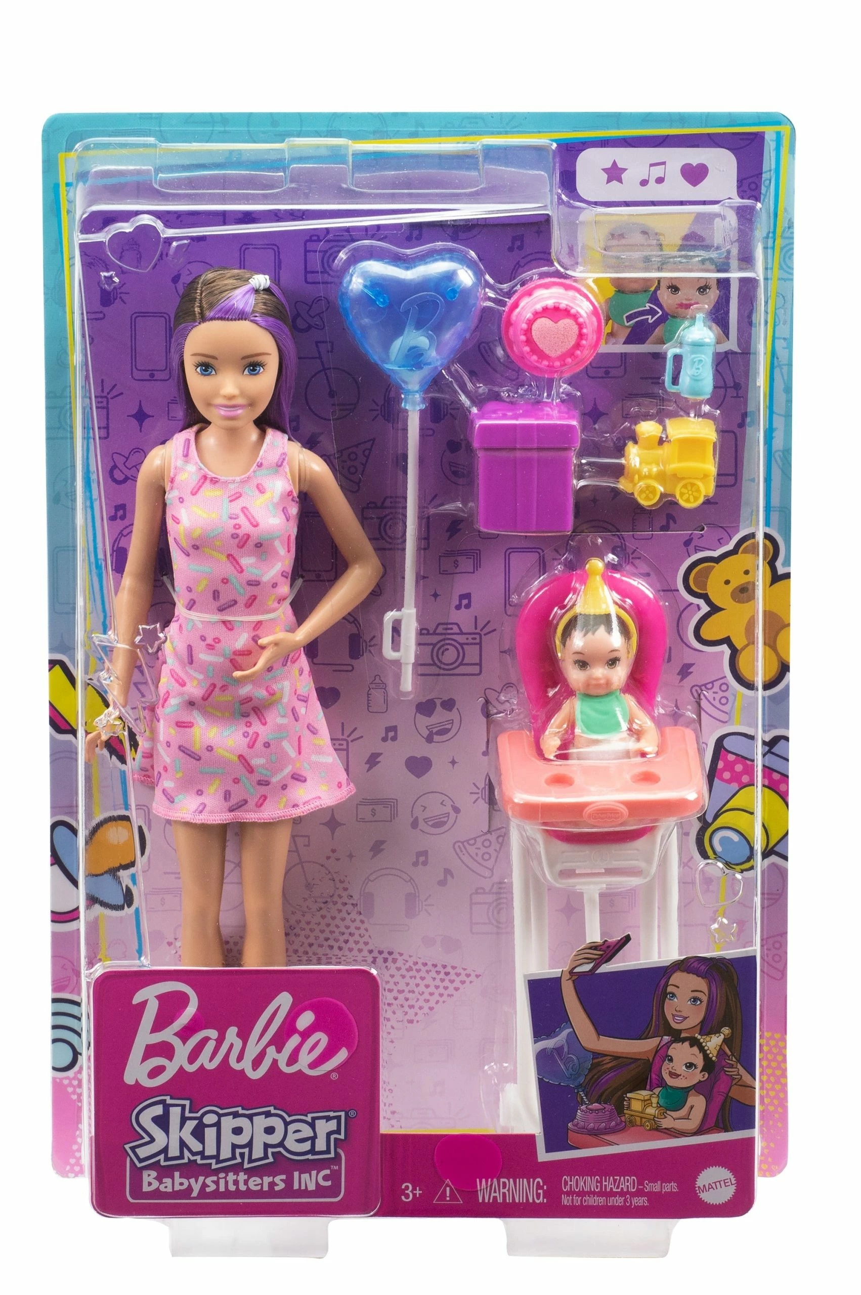 BARBIE SKIPPER BABYSITTERS INC. DOLL & ACCESSORY BABYSITTER WITH BLACK/PURPLE HAIR & HIGH CHAIR 2 BARBIE SKIPPER BABYSITTERS INC. DOLL & ACCESSORY BABYSITTER WITH BLACK/PURPLE HAIR & HIGH CHAIR - Image 2