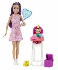 BARBIE SKIPPER BABYSITTERS INC. DOLL & ACCESSORY BABYSITTER WITH BLACK/PURPLE HAIR & HIGH CHAIR