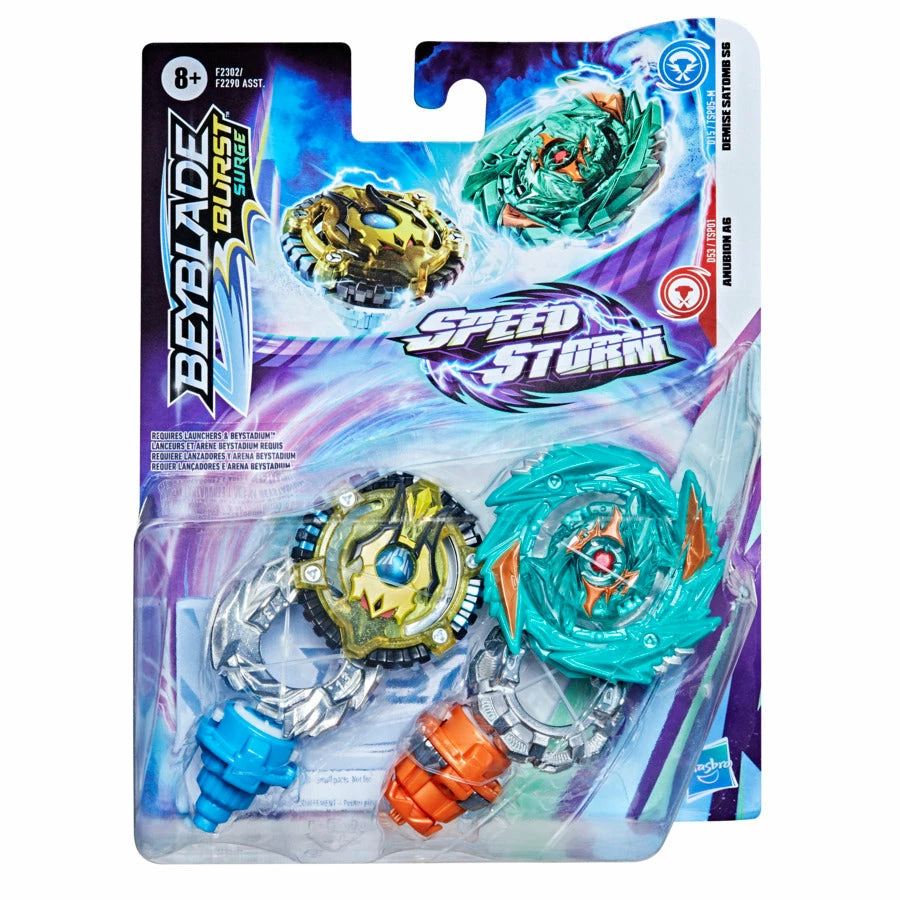 BEYBLADE BURST SURGE SPEEDSTORM DUAL PACK ANUBION A6 & DEMISE SATOMB S6 1 BEYBLADE BURST SURGE SPEEDSTORM DUAL PACK ANUBION A6 & DEMISE SATOMB S6