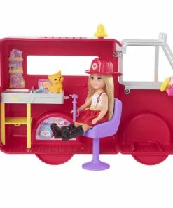 BARBIE CHELSEA CAN BE... FIRE FIGHTER WITH FIRE ENGINE -CRAYOLA Shop BarbieFirefighter2