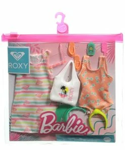 BARBIE ROXY FASHION ORANGE SWIMMERS AND STRIPEY DRESS