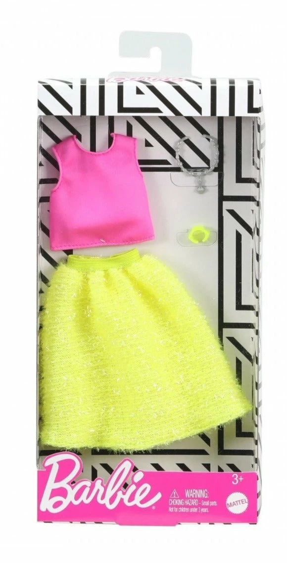 BARBIE FASHIONS PINK TOP YELLOW SKIRT 1 BARBIE FASHIONS PINK TOP YELLOW SKIRT