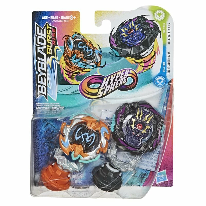 BEYBLADE BURST RISE HYPERSPHERE DUAL PACK RIGHT ARTEMIS A5 & DUSK BALKESH B5 1 BEYBLADE BURST RISE HYPERSPHERE DUAL PACK RIGHT ARTEMIS A5 & DUSK BALKESH B5