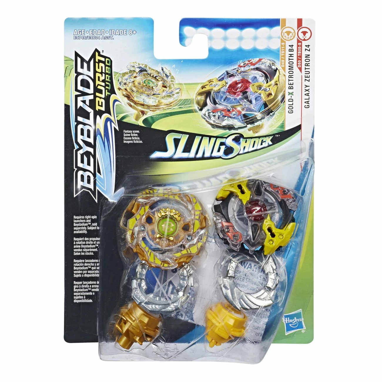 BEYBLADE BURST TURBO SLINGSHOCK DUAL PACK GOLD-X BETROMOTH B4 & GALAXY ZEUTRON Z4 1 BEYBLADE BURST TURBO SLINGSHOCK DUAL PACK GOLD-X BETROMOTH B4 & GALAXY ZEUTRON Z4