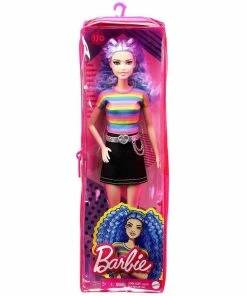 BARBIE FASHIONISTA DOLL BLUE HAIR STRIPED SHIRT
