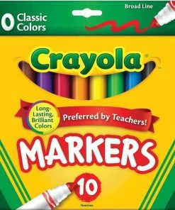 CRAYOLA 10 COLOUR CLASSIC BROADLINE MARKERS