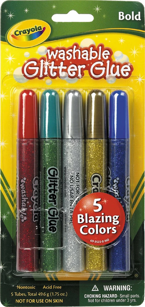 CRAYOLA WASHABLE GLITTER GLUE 5 PACK 1 CRAYOLA WASHABLE GLITTER GLUE 5 PACK