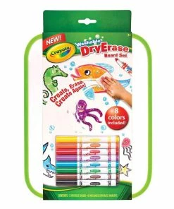 CRAYOLA DRY ERASE BOARD AND 8 WASHABLE MARKERS