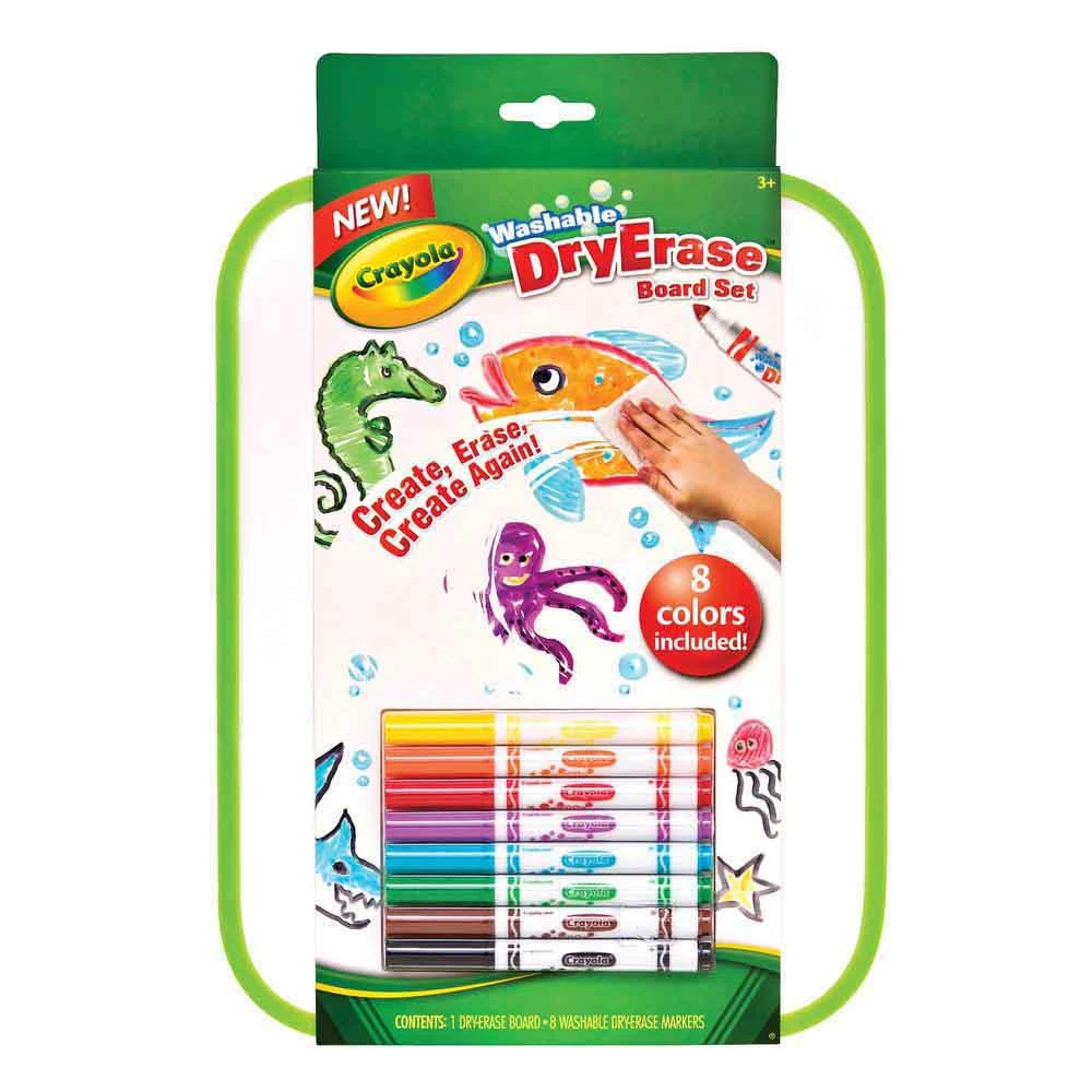 CRAYOLA DRY ERASE BOARD AND 8 WASHABLE MARKERS 1 CRAYOLA DRY ERASE BOARD AND 8 WASHABLE MARKERS