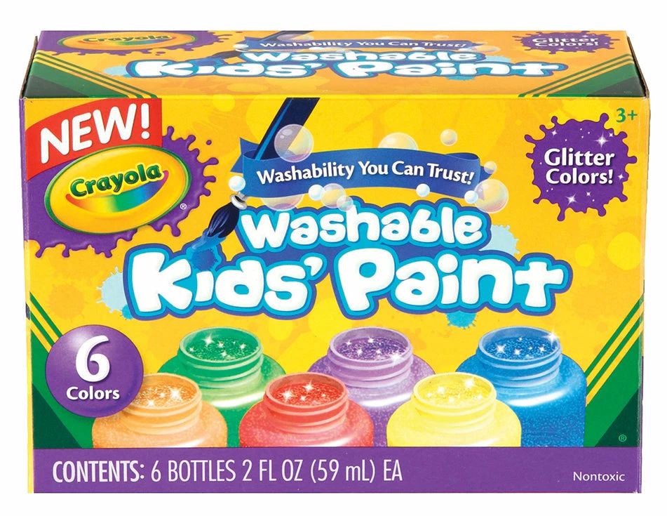 CRAYOLA WASHABLE PAINT GLITTER 6 PACK 1 CRAYOLA WASHABLE PAINT GLITTER 6 PACK