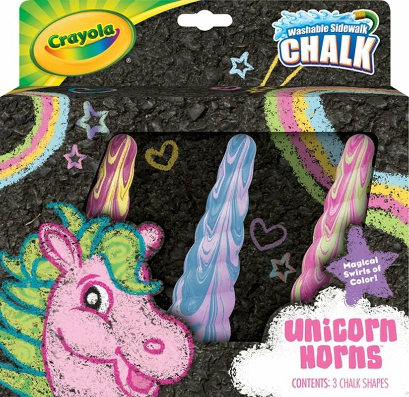 CRAYOLA SIDEWALK CHALK UNICORN HORNS 3 PACK 1 CRAYOLA SIDEWALK CHALK UNICORN HORNS 3 PACK