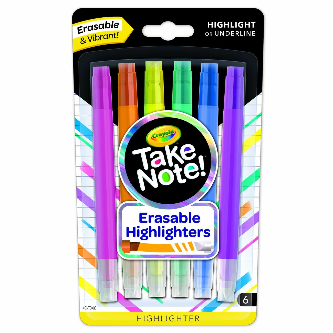 CRAYOLA TAKE NOTE! ERASABLE HIGHLIGHTERS 6 PACK 1 CRAYOLA TAKE NOTE! ERASABLE HIGHLIGHTERS 6 PACK
