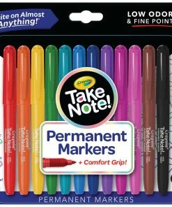 CRAYOLA TAKE NOTE! FINE POINT PERMANENT MARKERS 12 PACK