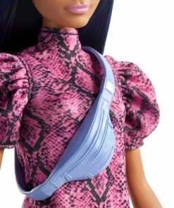 BARBIE FASHIONISTA DOLL #143 PINK SNAKE PRINT DRESS WITH WAIST BAG -CRAYOLA Shop GHW57 W 20 0408