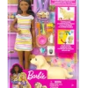 BARBIE AND NEWBORN PUPS PLAYSET WITH BRUNETTE DOLL