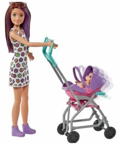 BARBIE SKIPPER BABYSITTERS INC. DOLL & ACCESSORY BABYSITTER WITH PURPLE/BURNETTE HAIR & STROLLER -CRAYOLA Shop Image2 imu3jk